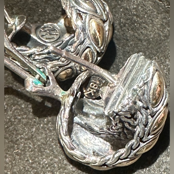 John Hardy silver and gold overlap leaf earrings - Picture 6 of 6